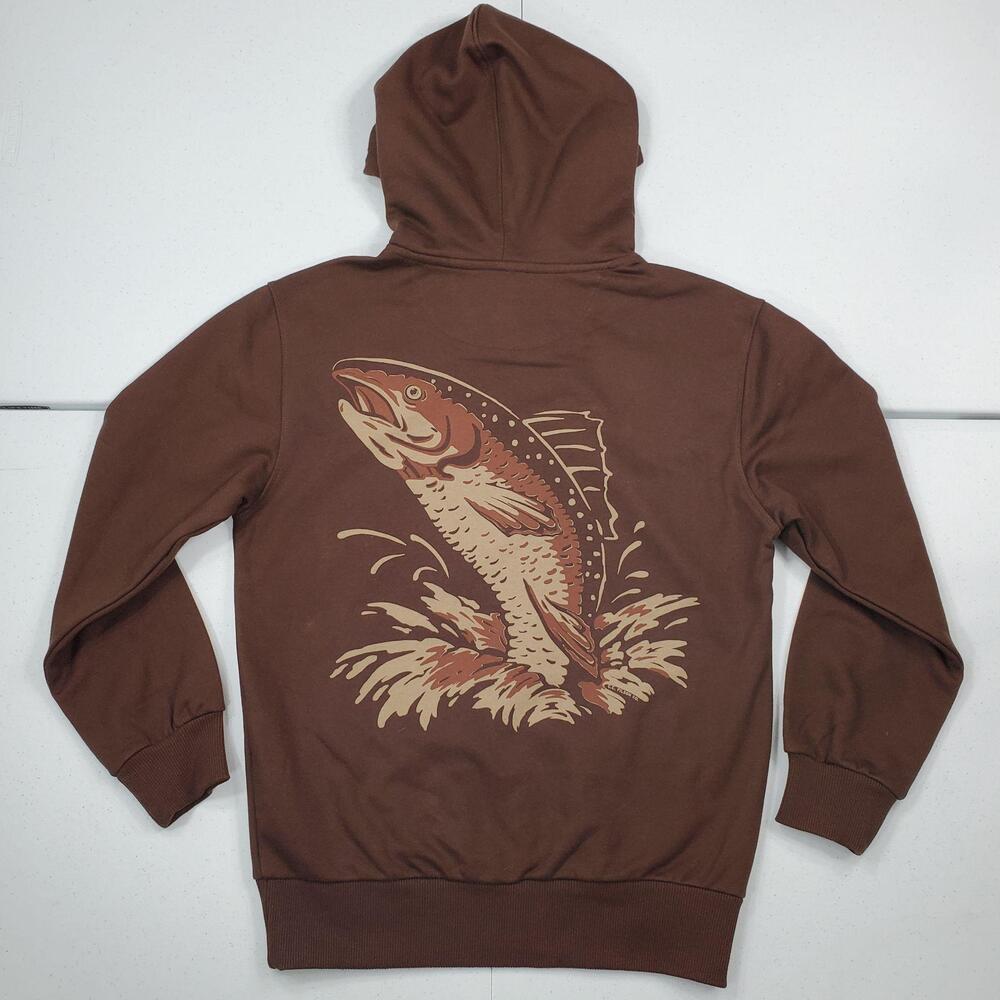Filson Prospector Brown Trout Hoodie Men S Fleece Graphic Pullover FCCP021594